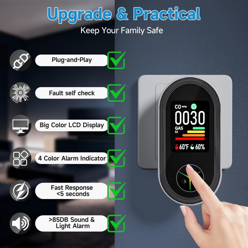 GAS CO Leak Detection Plug In  - Co Detector Plug ulasan dan harga